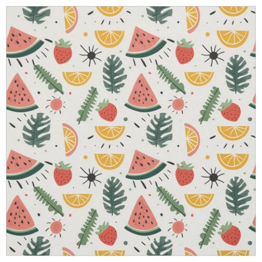 Tissu Motif Pastèque, Fraise & Orange (Échantillon)