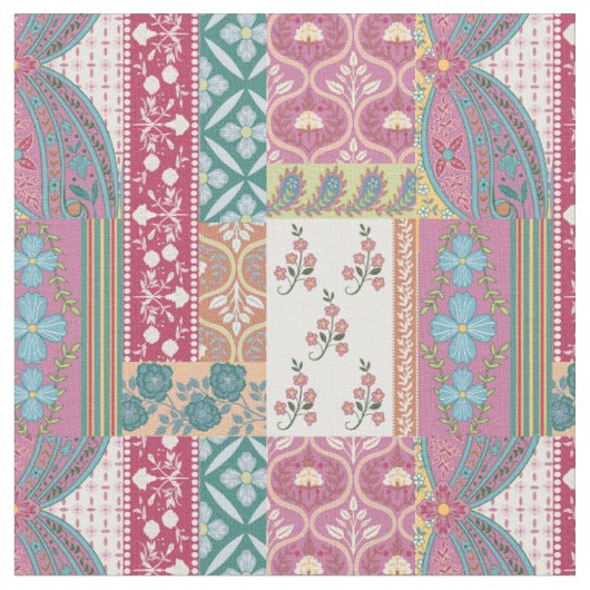Tissu Motif Patchwork Coloré Bohème (Fermer)