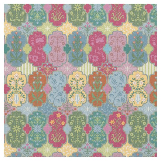 Tissu Motif Patchwork Coloré Bohème (Fermer)