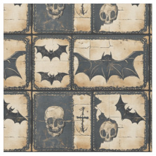 Tissu Motif patchwork Halloween en denim rustique