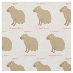 Tissu Motif personnalisé Girly Capybara sur rose clair