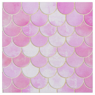 Tissu Motif Pink Pastel & Gold Shimmer Mermaid