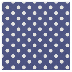 Tissu Motif Pois Blanc Bleu marine