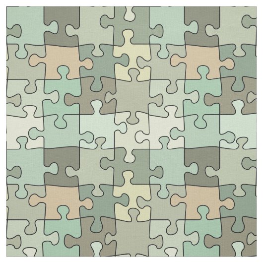 Tissu Motif puzzle vert (Échantillon)