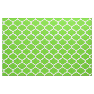 Tissu Motif Quatrefoil Marocain Vert Citron Frais