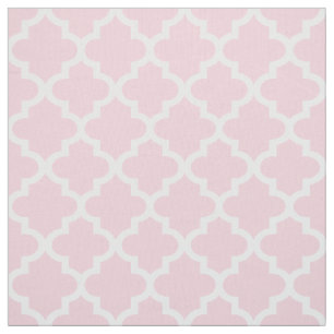 Tissu Motif Quatrefoil Moderne Rose Clair et Blanc
