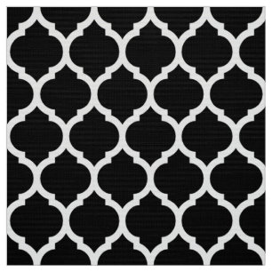 Tissu Motif Quatrefoil noir blanc Marocain