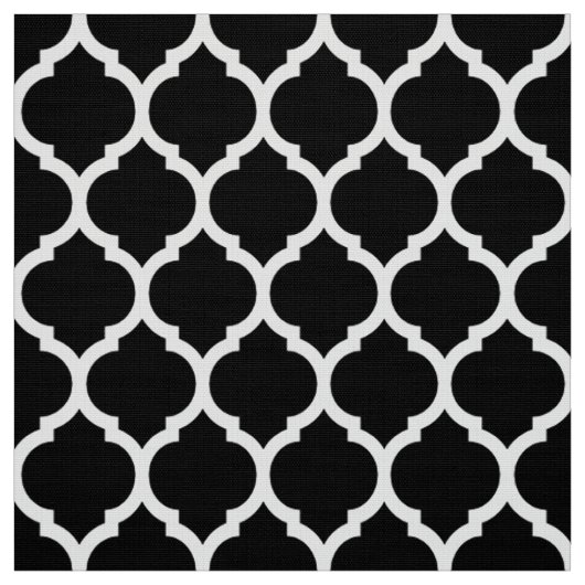 Tissu Motif Quatrefoil noir blanc Marocain (Échantillon)