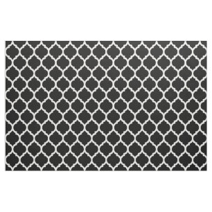 Tissu Motif Quatrefoil noir blanc Marocain