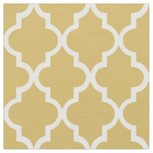 Tissu Motif Quatrefoil Or Doré Tendance Marocain