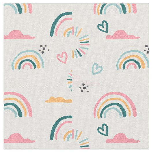 Tissu Motif Rainbows & Hearts (Fermer)
