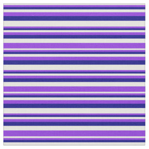 Tissu Motif rayé blanc, violet et bleu