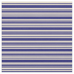 Tissu Motif rayé bleu et beige de minuit