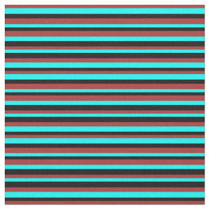 Tissu Motif rayé Brown, cyan et noir