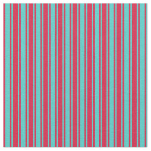 Tissu Motif rayé de couleur crimson et turquoise