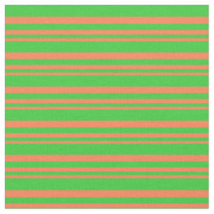 Tissu Motif rayé de couleur vert corail et chaux