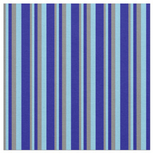 Tissu Motif rayé gris, bleu ciel et bleu foncé