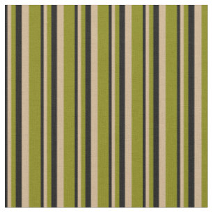 Tissu Motif rayé noir, bronzé et vert