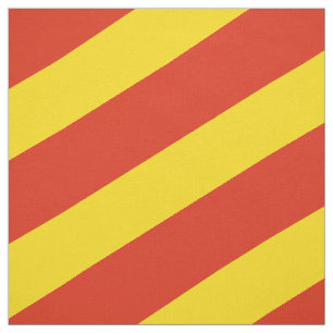 Tissu motif rayé rouge et jaune