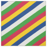 Tissu Motif ray&#233; rouge, jaune, bleu, blanc et vert