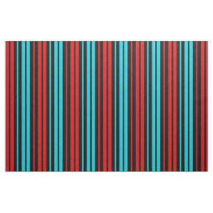 Tissu Motif rayures rouges bleues noires