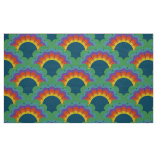 tissu motif rétro 60s les années 70 pétoncle