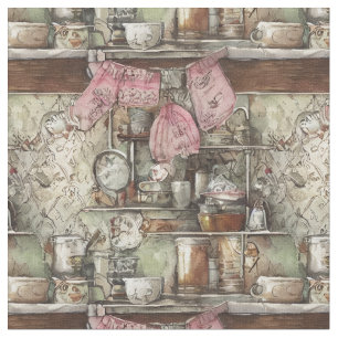 Tissu motif rétro cool dans la cuisine Art dessiné à la