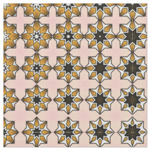 Tissu Motif rétro dans le bronze, noir et rose