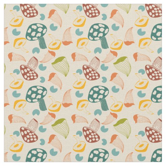 Tissu Motif rétro du champignon du milieu du siècle (Fermer)