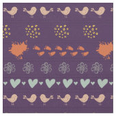 Tissu Motif rétro violet et gris des oiseaux, des points (Fermer)