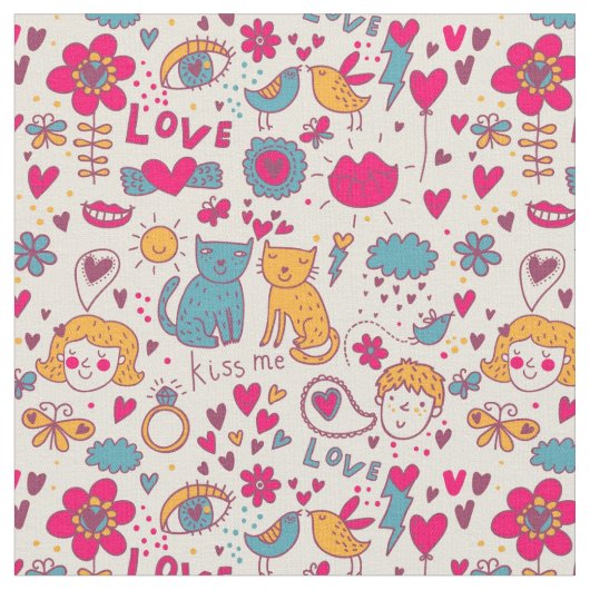 Tissu Motif romantique coloré (Fermer)