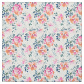 Tissu Motif rose et Turquoise (Échantillon)