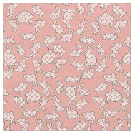 Tissu Motif rose mignon de lapins (Fermer)