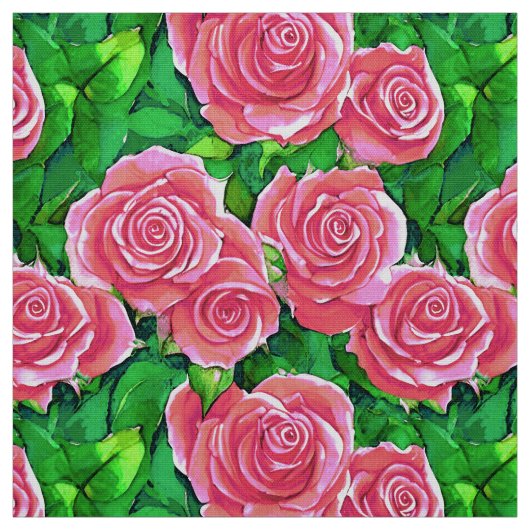 Tissu Motif Rose rose (Échantillon)