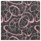 Tissu Motif rose sur forme rétro noire (Échantillon)