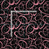 Tissu Motif rose sur forme rétro noire (Carreau)