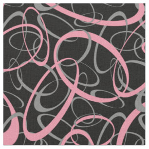 Tissu Motif rose sur forme rétro noire