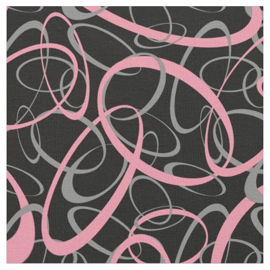 Tissu Motif rose sur forme rétro noire (Fermer)