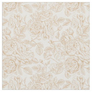 Tissu Motif Rose Vintage beige