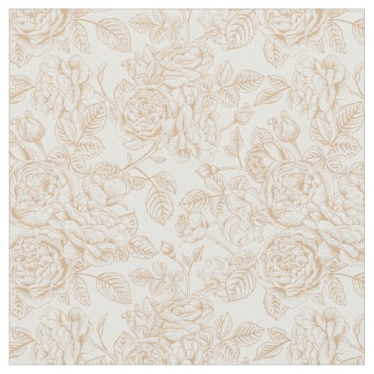 Tissu Motif Rose Vintage beige (Fermer)