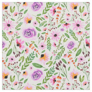 Tissu motif roses et flûtes d'aquarelle