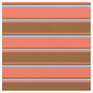 Tissu Motif rouge, Brown et bleu ciel clair