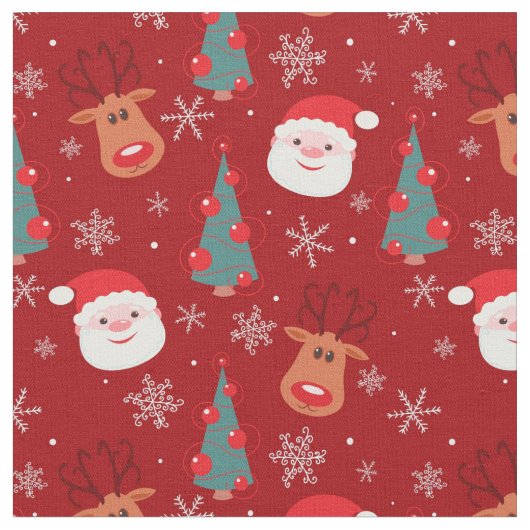 Tissu Motif rouge de Noël (Fermer)