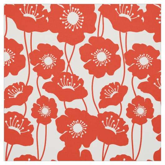 Tissu Motif rouge de pavots (Échantillon)