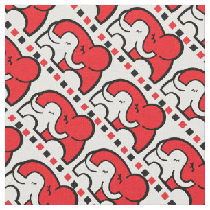 Tissu Motif rouge mono d'étreinte graphique d'éléphan