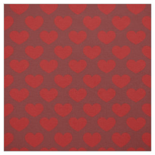 Tissu Motif rouge profond des coeurs