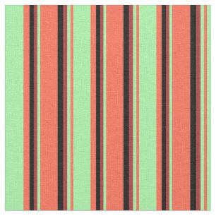 Tissu Motif rouge, vert, Brown et noir à rayures/rayures