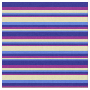 Tissu Motif Royal Blue, Tan, Purple et Blue Stripes