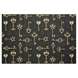 Tissu Motif sans couture avec des clés dorées