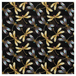 Tissu Motif sans couture avec libellules d'or